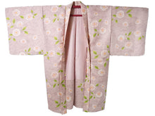 画像をギャラリービューアに読み込む, 羽織 仕立て上がり くすみピンク地 椿 はおり 長羽織 洗える レディース ロング丈 ひざ下 長め 春 秋 冬 カーディガン 女性