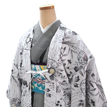 画像をギャラリービューアに読み込む, 羽織 仕立て上がり 白地 雪輪 花 はおり 長羽織 洗える レディース ロング丈 ひざ下 長め 春 秋 冬 カーディガン 女性