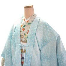 画像をギャラリービューアに読み込む, 羽織 仕立て上がり 水色地 麻の葉 花柄 はおり 長羽織 洗える レディース ロング丈 ひざ下 長め 春 秋 冬 カーディガン 女性
