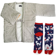 画像をギャラリービューアに読み込む, 2025新春福袋 日本の冬 あったか 福袋 2点 セット ( 半纏、足袋ソックス ) 内側ボア はんてん あったかグッズ 半纏 リラックスウェア