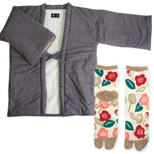 画像をギャラリービューアに読み込む, 2025新春福袋 日本の冬 あったか 福袋 2点 セット ( 半纏、足袋ソックス ) 内側ボア はんてん あったかグッズ 半纏 リラックスウェア