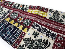 画像をギャラリービューアに読み込む, 半幅帯 WAKKA 単品 紺 クリーム 渋赤 サンタクロース 半巾帯 リバーシブル 日本製 帯結びのアレンジし放題 クリスマスに