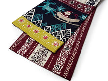 画像をギャラリービューアに読み込む, 半幅帯 WAKKA 単品 紺 クリーム 渋赤 サンタクロース 半巾帯 リバーシブル 日本製 帯結びのアレンジし放題 クリスマスに