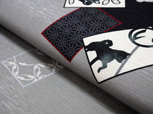 画像をギャラリービューアに読み込む, 京袋帯 WAKKA帯 単品 グレー ねこ カルタ 帯 正絹 猫 動物柄 着物 カジュアル レディース 日本製 お正月・美術館・お食事会に