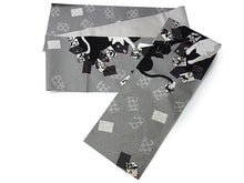 画像をギャラリービューアに読み込む, 京袋帯 WAKKA帯 単品 グレー ねこ カルタ 帯 正絹 猫 動物柄 着物 カジュアル レディース 日本製 お正月・美術館・お食事会に