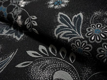 画像をギャラリービューアに読み込む, 名古屋帯 洗える 黒地更紗 仕立て上がり 松葉仕立て 全通柄 春 秋 冬 カジュアル レディース 着物に合わせやすい