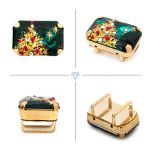 画像をギャラリービューアに読み込む, 帯留 クリスマス 長方形 3タイプ クリスマスツリー グリーン レッド クリア クリスタル スワロフスキー コスプレ Atelier Y 和装