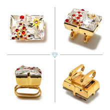 画像をギャラリービューアに読み込む, 帯留 クリスマス 長方形 3タイプ クリスマスツリー グリーン レッド クリア クリスタル スワロフスキー コスプレ Atelier Y 和装