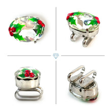 画像をギャラリービューアに読み込む, 帯留 クリスマス オーバル 6タイプ クリスマスツリー ひいらぎ トナカイ 雪だるま グリーン レッド クリア ブルー クリスタル スワロフスキー コスプレ Atelier Y 和装