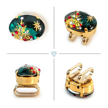 画像をギャラリービューアに読み込む, 帯留 クリスマス オーバル 6タイプ クリスマスツリー ひいらぎ トナカイ 雪だるま グリーン レッド クリア ブルー クリスタル スワロフスキー コスプレ Atelier Y 和装