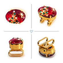 画像をギャラリービューアに読み込む, 帯留 クリスマス オーバル 6タイプ クリスマスツリー ひいらぎ トナカイ 雪だるま グリーン レッド クリア ブルー クリスタル スワロフスキー コスプレ Atelier Y 和装