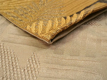 画像をギャラリービューアに読み込む, 半幅帯 単品 渋イエロー 恐竜 ベージュ 網代柄 長尺だから帯結びアレンジを楽しめる 日本製 細帯