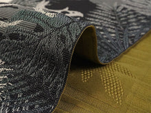 画像をギャラリービューアに読み込む, 半幅帯 単品 ブラック 恐竜 渋イエロー 網代柄 長尺だから帯結びアレンジを楽しめる 日本製 細帯