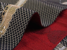 画像をギャラリービューアに読み込む, 半幅帯 単品 ブラック 船 レッド 幾何学柄 長尺だから帯結びアレンジを楽しめる 日本製 細帯