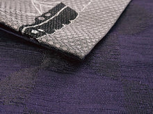 画像をギャラリービューアに読み込む, 半幅帯 単品 ローズグレー 船 パープル 幾何学柄 長尺だから帯結びアレンジを楽しめる 日本製 細帯