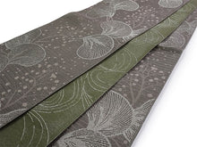 画像をギャラリービューアに読み込む, 半幅帯 単品 モカブラウン 貝 珊瑚 モスグリーン 流水 長尺だから帯結びアレンジを楽しめる 日本製 細帯