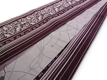 画像をギャラリービューアに読み込む, 半幅帯 単品 ワインレッド 縞 ねこ 渋ピンク 猫 長尺だから帯結びアレンジを楽しめる 日本製 細帯