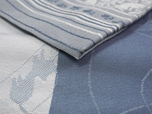 画像をギャラリービューアに読み込む, 半幅帯 単品 ブルーグレー 縞 ねこ 灰×青 猫 長尺だから帯結びアレンジを楽しめる 日本製 細帯