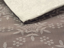 画像をギャラリービューアに読み込む, 半幅帯 単品 オフホワイト レース柄 モカブラウン 雪花 長尺だから帯結びアレンジを楽しめる 日本製 細帯