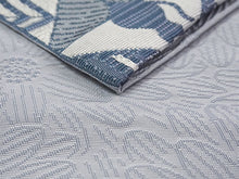 画像をギャラリービューアに読み込む, 半幅帯 単品 ライトブルー ねこ 幾何学 グレー 菊 長尺だから帯結びアレンジを楽しめる 日本製 細帯