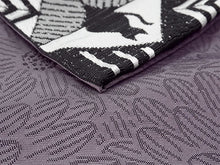 画像をギャラリービューアに読み込む, 半幅帯 単品 ブラック ねこ 幾何学 渋パープル 菊 長尺だから帯結びアレンジを楽しめる 日本製 細帯