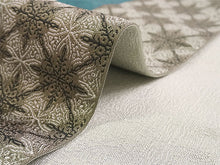 画像をギャラリービューアに読み込む, 半幅帯 単品 青緑×ブラウン オリエンタル柄 アイボリー 幾何学 長尺だから帯結びアレンジを楽しめる 日本製 細帯