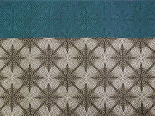 画像をギャラリービューアに読み込む, 半幅帯 単品 青緑×ブラウン オリエンタル柄 アイボリー 幾何学 長尺だから帯結びアレンジを楽しめる 日本製 細帯