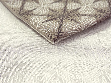 画像をギャラリービューアに読み込む, 半幅帯 単品 青緑×ブラウン オリエンタル柄 アイボリー 幾何学 長尺だから帯結びアレンジを楽しめる 日本製 細帯