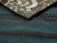 画像をギャラリービューアに読み込む, 半幅帯 単品 赤×グレー オリエンタル柄 ブルーグリーン 縞 長尺だから帯結びアレンジを楽しめる 日本製 細帯