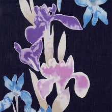 画像をギャラリービューアに読み込む, 浴衣 反物 知多木綿 お仕立て付き ネイビー地 あやめ 手染め 日本製 自分サイズにお誂え