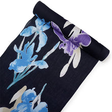 画像をギャラリービューアに読み込む, 浴衣 反物 知多木綿 お仕立て付き ネイビー地 あやめ 手染め 日本製 自分サイズにお誂え