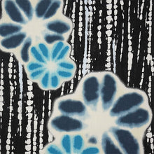 画像をギャラリービューアに読み込む, 浴衣 反物 知多木綿 お仕立て付き 黒地 絞り 花 手染め 日本製 自分サイズにお誂え