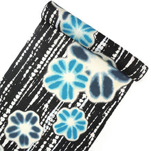 画像をギャラリービューアに読み込む, 浴衣 反物 知多木綿 お仕立て付き 黒地 絞り 花 手染め 日本製 自分サイズにお誂え