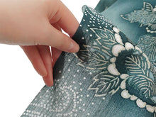 画像をギャラリービューアに読み込む, 浴衣 反物 知多木綿 お仕立て付き グリーン地 牡丹 唐草 手染め 日本製 自分サイズにお誂え