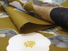 画像をギャラリービューアに読み込む, 浴衣 反物 知多木綿 お仕立て付き からし地 椿 手染め 日本製 自分サイズにお誂え