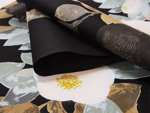 画像をギャラリービューアに読み込む, 浴衣 反物 知多木綿 お仕立て付き 黒地 椿 手染め 日本製 フルオーダー 自分サイズにお誂え