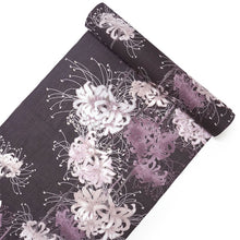 画像をギャラリービューアに読み込む, 浴衣 反物 知多木綿 お仕立て付き ブラウン地 彼岸花 手染め 日本製 自分サイズにお誂え