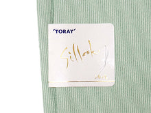 画像をギャラリービューアに読み込む, 洗える 着物 江戸小紋 単衣 Mサイズ グリーン 万筋 縞 自宅で洗濯できる 東レシルック