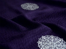 画像をギャラリービューアに読み込む, 正絹 小紋 反物 丹後ちりめん パープル 華紋 鱗地紋 自分サイズにお仕立てできるフルオーダー付き