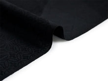 画像をギャラリービューアに読み込む, 正絹 小紋 反物 丹後ちりめん ブラック 幾何学 亀甲 麻の葉 自分サイズにお仕立てできるフルオーダー付き