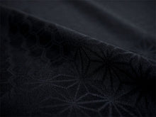 画像をギャラリービューアに読み込む, 正絹 小紋 反物 丹後ちりめん ブラック 幾何学 亀甲 麻の葉 自分サイズにお仕立てできるフルオーダー付き