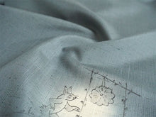 画像をギャラリービューアに読み込む, 正絹小紋 反物 ブルーグレー 鳥獣戯画 手描き 1点もの 紬生地 アタカス 与那国蚕 自分サイズにお仕立てできるフルオーダー付き