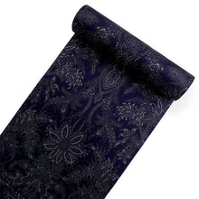 画像をギャラリービューアに読み込む, 東レ洗える着物反物 フルオーダー仕立て付き 小紋 深紫 紫紺 更紗 パームリーフ 東レシルック 静電気が起きにくいのに、自宅洗濯OK 袷・単衣着物に