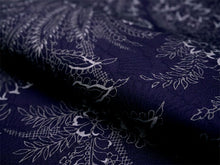 画像をギャラリービューアに読み込む, 東レ洗える着物反物 フルオーダー仕立て付き 小紋 深紫 紫紺 更紗 パームリーフ 東レシルック 静電気が起きにくいのに、自宅洗濯OK 袷・単衣着物に