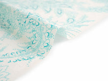 画像をギャラリービューアに読み込む, 東レ洗える着物反物 フルオーダー仕立て付き 小紋 ホワイト 水色 更紗 パームリーフ 東レシルック 静電気が起きにくいのに、自宅洗濯OK 袷・単衣着物に