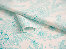 画像をギャラリービューアに読み込む, 東レ洗える着物反物 フルオーダー仕立て付き 小紋 ホワイト 水色 更紗 パームリーフ 東レシルック 静電気が起きにくいのに、自宅洗濯OK 袷・単衣着物に