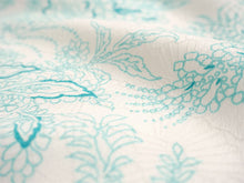 画像をギャラリービューアに読み込む, 東レ洗える着物反物 フルオーダー仕立て付き 小紋 ホワイト 水色 更紗 パームリーフ 東レシルック 静電気が起きにくいのに、自宅洗濯OK 袷・単衣着物に