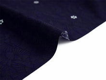 画像をギャラリービューアに読み込む, 東レ洗える着物反物 フルオーダー仕立て付き 小紋 ネイビー 小花 唐草 東レシルック 静電気が起きにくいのに、自宅洗濯OK 袷・単衣着物に