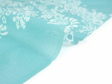 画像をギャラリービューアに読み込む, 東レ爽竹洗える長襦袢反物 フルオーダーお仕立て付き セオα アクアブルー 更紗 紗 ストライプ 快適 自宅で洗濯OK