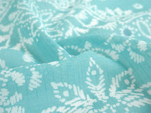 画像をギャラリービューアに読み込む, 東レ爽竹洗える長襦袢反物 フルオーダーお仕立て付き セオα アクアブルー 更紗 紗 ストライプ 快適 自宅で洗濯OK